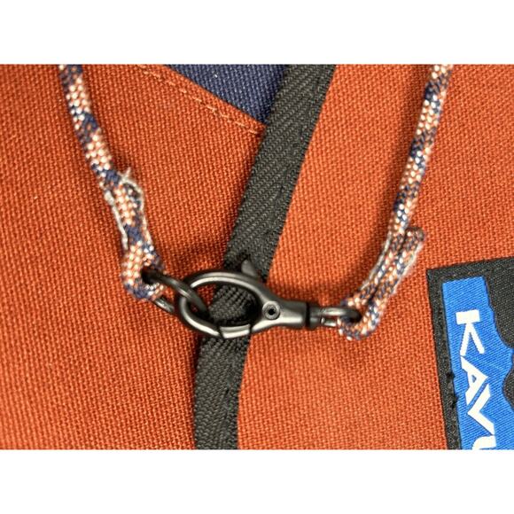 Kavu Large Canvas Wristlet Clutch Snap Closure Brown & Navy Blue 10" - Picture 6 of 6